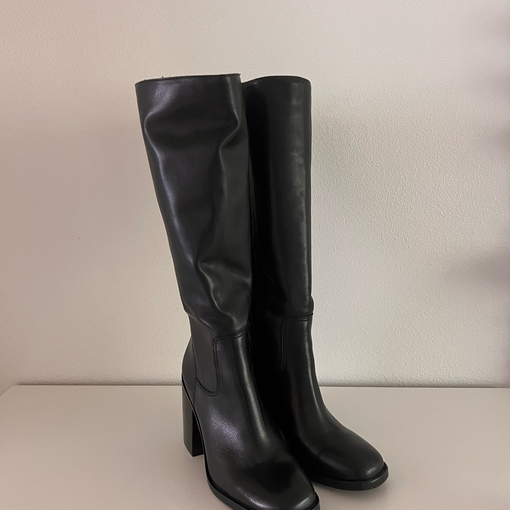 Steve Madden Black Heeled Boots Knee-High